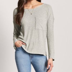 Ribbed Knit Marled Top